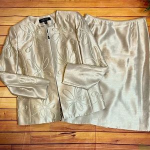 Kasper Blazer Vest & Skirt Size 8 Suit Cream